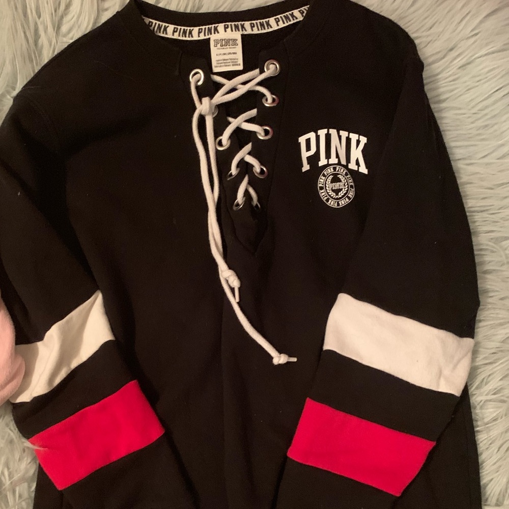 Victoria Secret Pink Lace Up Crew